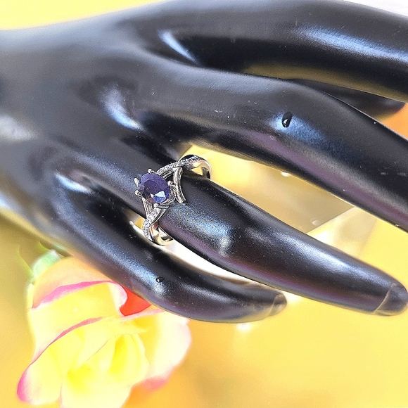 Natural Sapphire set "Afina" 925 Sterling Silver Earrings Pendant Ring 6.75/7.75 - Picture 8 of 10